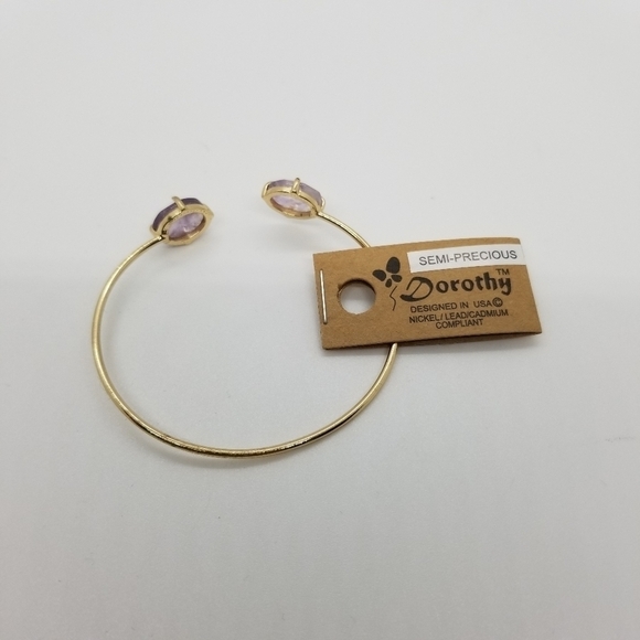 NWT Dorothy thin gold tone cuff bracelet with amethysts - Picture 4 of 4